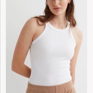 White Ribbed Tank Top